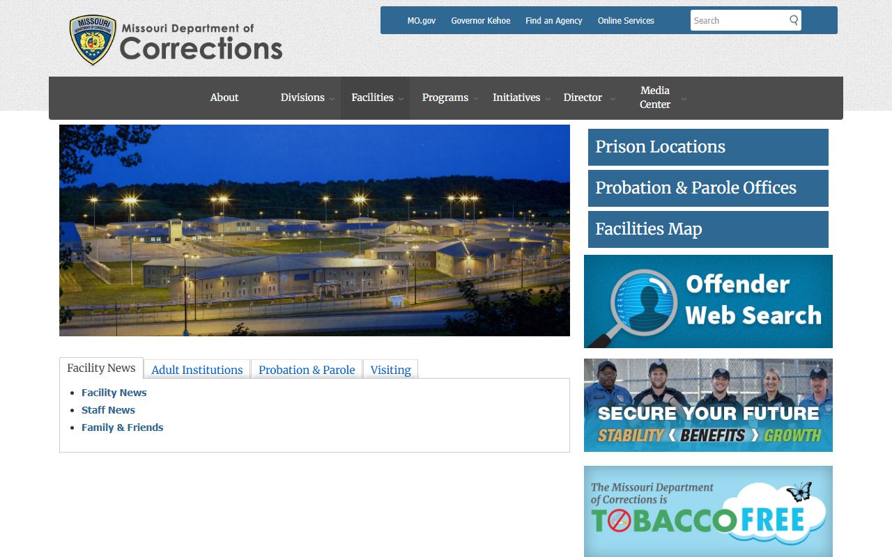 Missouri DOC facilities resource for Johnson County state inmate search