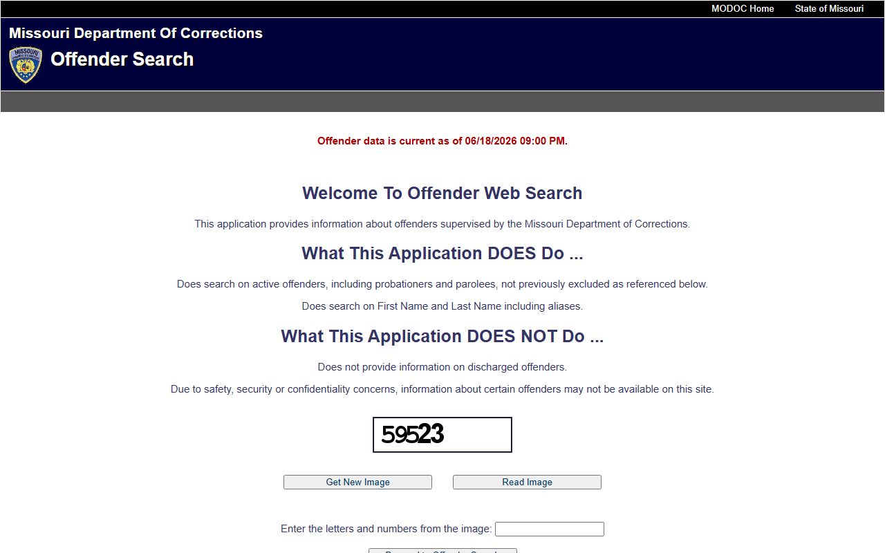 Missouri DOC offender search for Johnson County sentenced inmate records